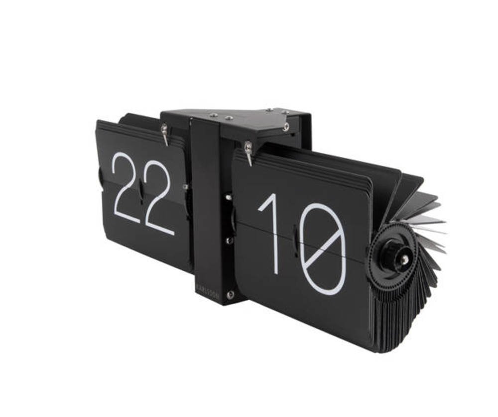 Karlsson Flip Clock No Case - Mat Zwart met Zwarte Standaard 5