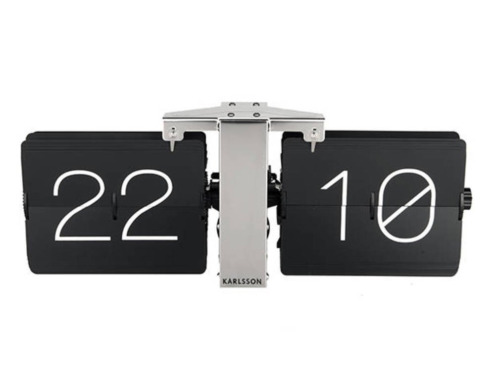 Karlsson Flip Clock No Case - Zwart met Chromen Standaard 1