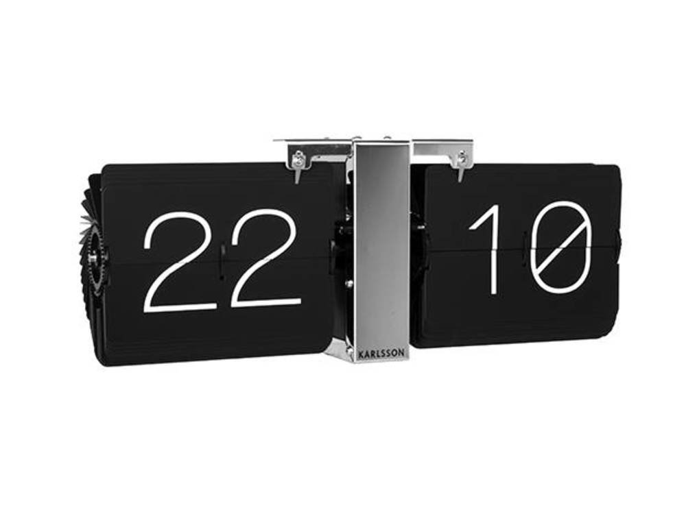 Karlsson Flip Clock No Case - Zwart met Chromen Standaard 4