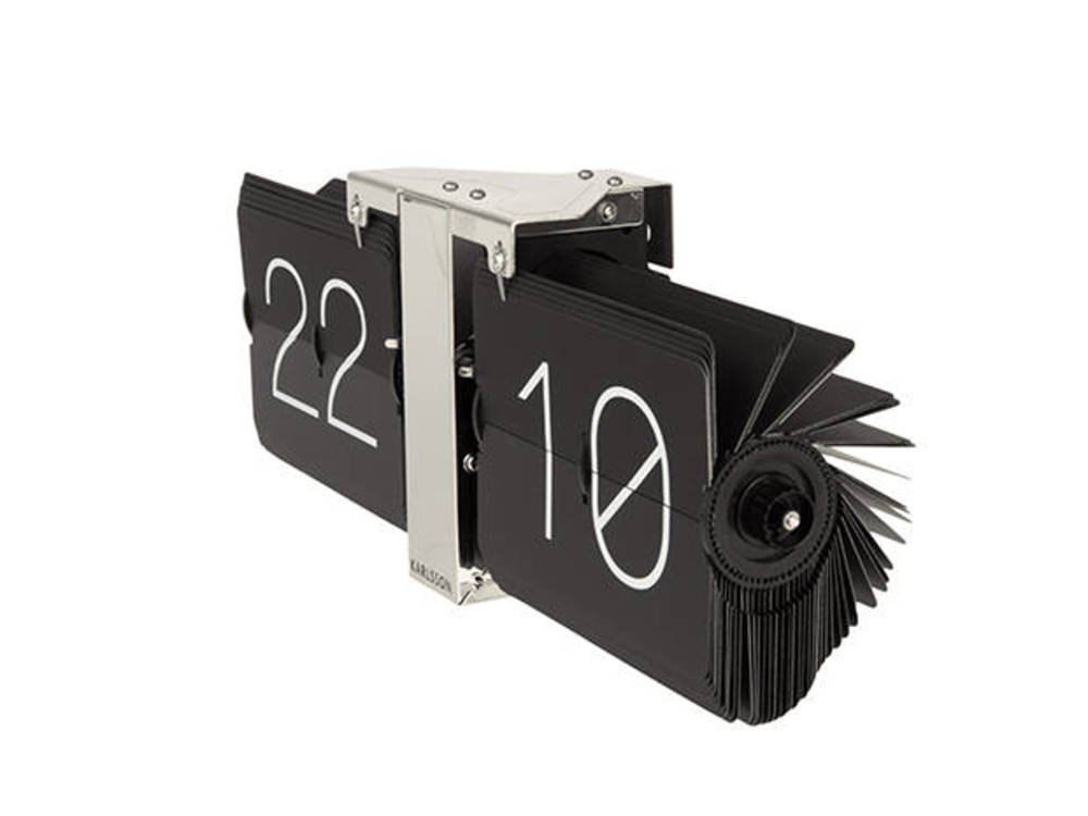 Karlsson Flip Clock No Case - Zwart met Chromen Standaard 5