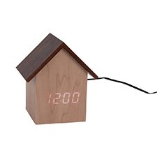 Karlsson House Led Wekker - Licht Hout - Donker Hout Fineer