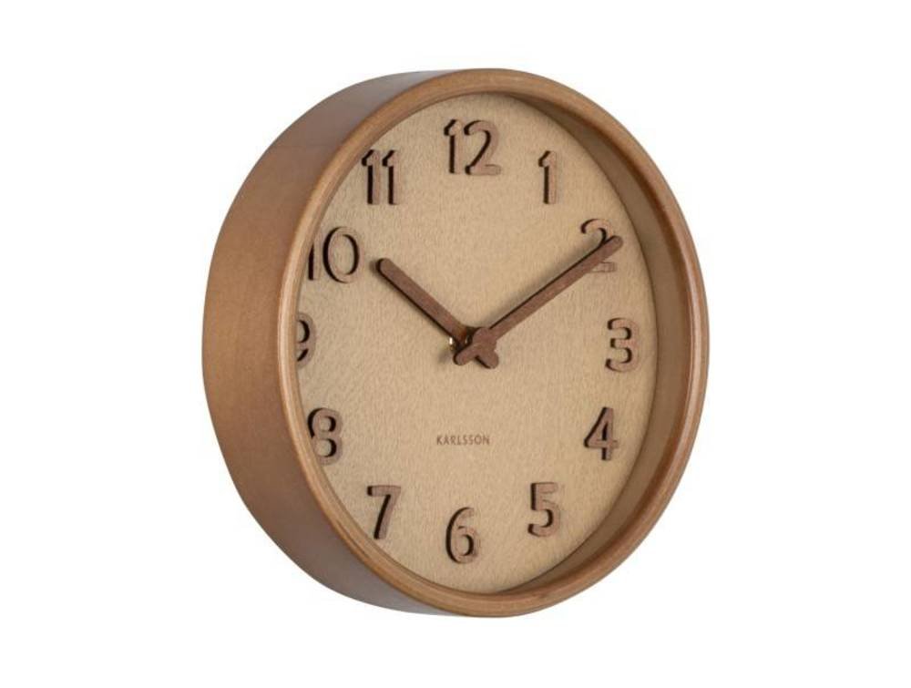 Karlsson Pure Wood Grain Small Wandklok - Zandbruin - ⌀ 22 cm 1