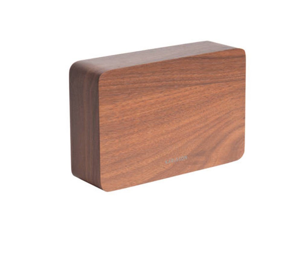 Karlsson Square Wekker - Donker Hout Fineer - Witte Led 3