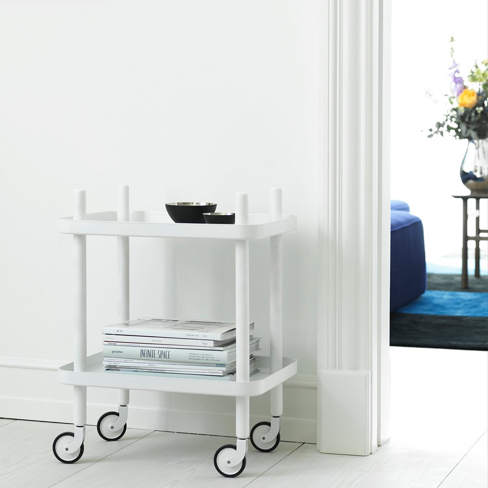 Normann Copenhagen Block - Bijzettafel Trolley Wit-Wit - H 64 x L 50 x D 35 cm