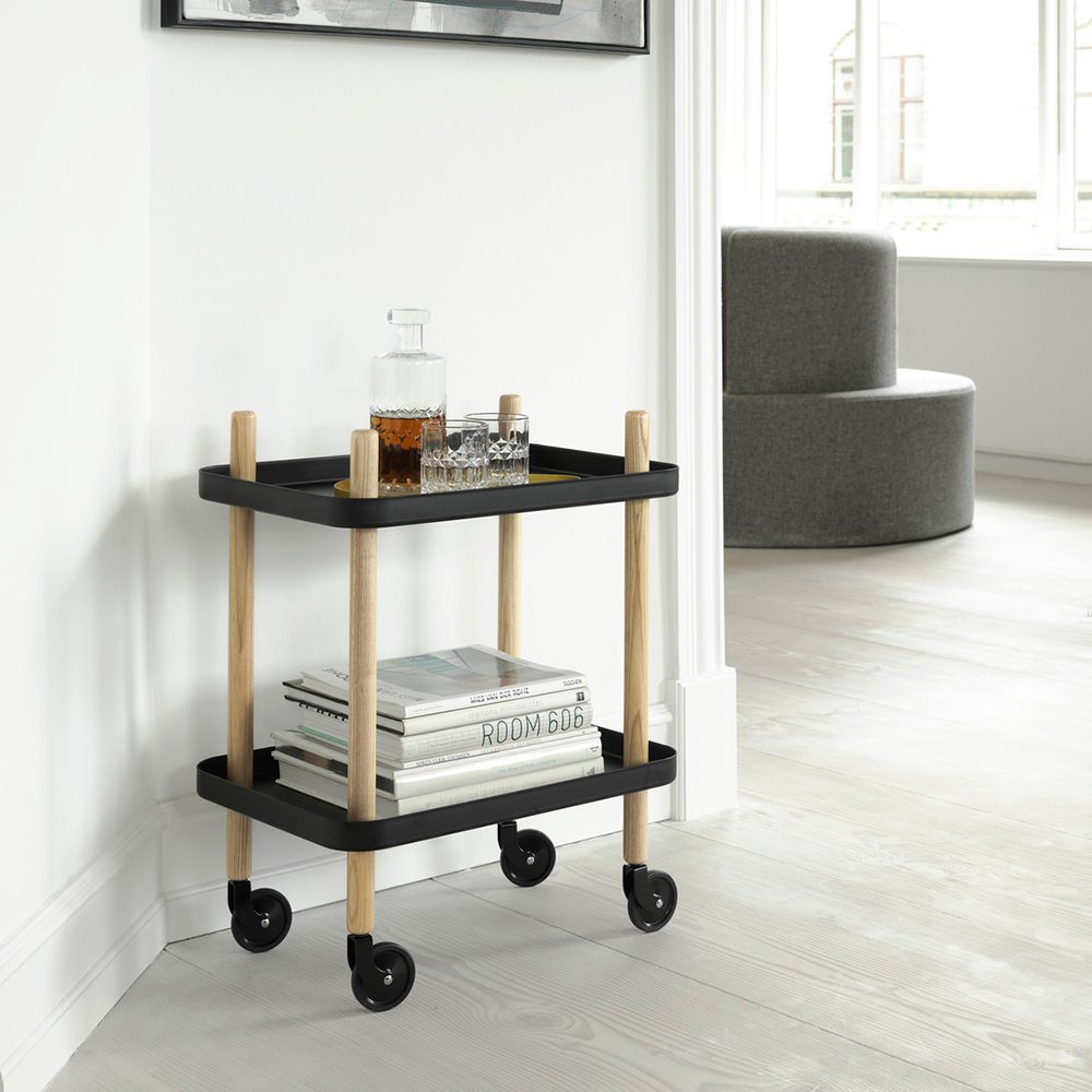 Normann Copenhagen Block - Bijzettafel Trolley Zwart - H 64 x L 50 x D 35 cm