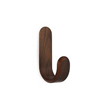 Normann Copenhagen Curve Hook - Wandhaak Walnoot - H 17,7 x L 5,3 x D 10 cm