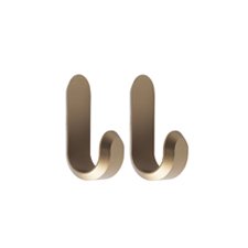 Normann Copenhagen Curve Mini Hooks - Wandhaken Mat Goud - H 5,8 x B 2,1 x D 3 cm (2 stuks)